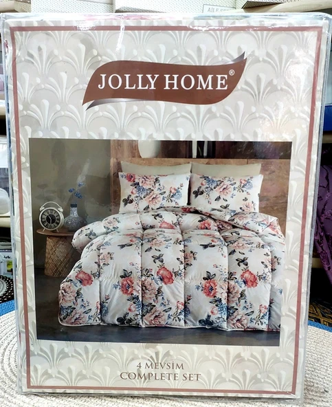 Jolly Home 4 Mevsim Tek Kişilik Kapitoneli Nevresim Takımı-Lina Somon - 3