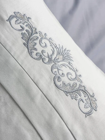 Cotton Box Brode Nakışlı Çift Kişilik Saten Nevresim Takımı Bianna Gri - 3