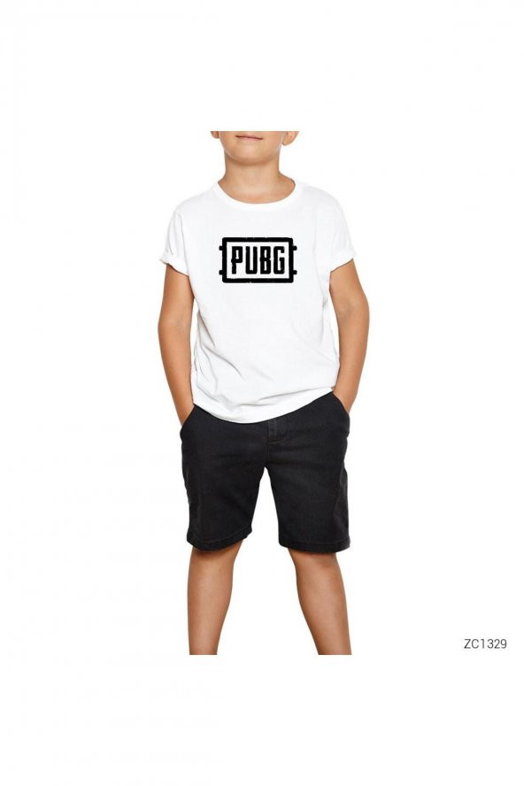 PUBG Logo Classic Beyaz Çocuk Tişört 9-10 Yaş