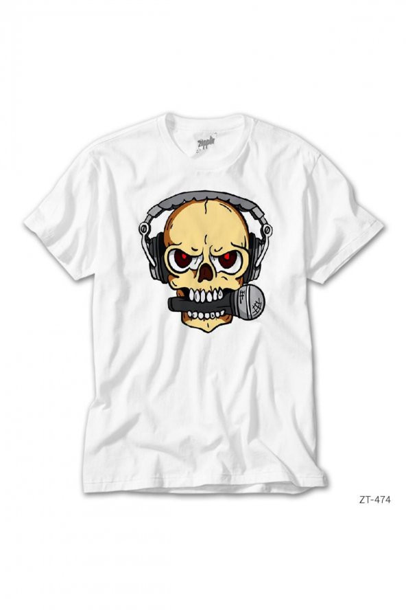 Rock Music Skull Beyaz Tişört 2XL