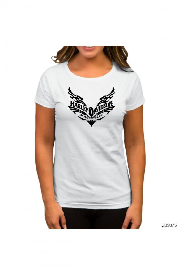 Harley Davidson Flat Logo Beyaz Kadın Tişört XL Beden