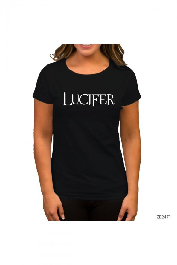 Lucifer Text Siyah Kadın Tişört L Beden