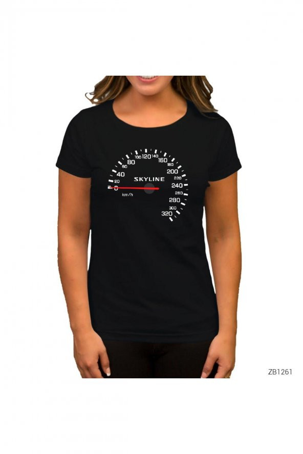 Nissan Skyline Speedmeter Siyah Kadın Tişört XS Beden