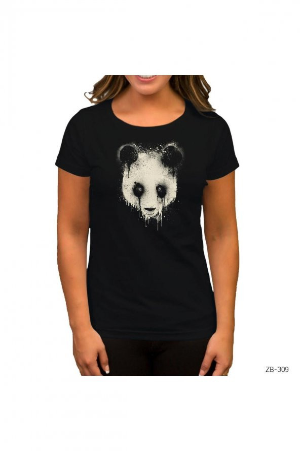 Panda Splash Siyah Kadın Tişört XS Beden