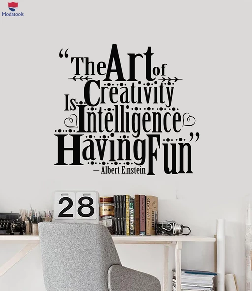 Oturma Odası, Ofis, Dükkan Duvar Sticker Alıntı Sanat Yaratıcılık Zeka Eğlenceli Çıkartmalar ürün görseli 1