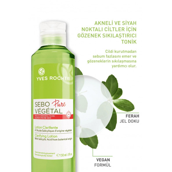 YVES ROCHER Akne Eğilimli Cilt-gözenek Sıkılaştırıcı Sebo Pure Vegetal Tonik - 2