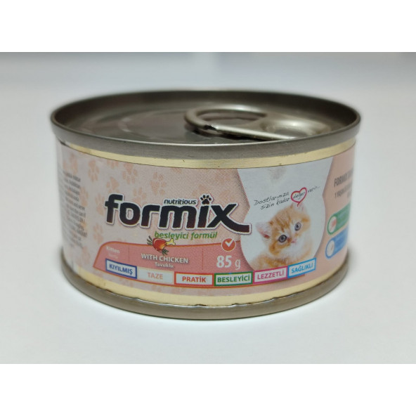 ForMix 85 Gr X 48 Adet Tavuk Etli Yavru Mama Kıyılmış Konserve Yaş Kedi Maması