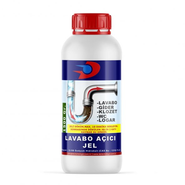Dolar Kimya Jel Lavabo Açıcı (Sodyum Hidroksit, Sıvı Kostik)  1.50 Kg