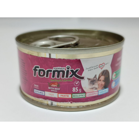 ForMix 85 Gr X 48 Adet Biftekli Mama Kıyılmış Konserve Yaş Kedi Maması