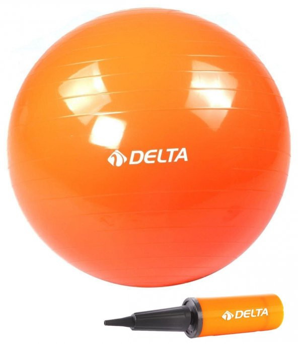 Delta 75 cm Turuncu Deluxe Pilates Topu Ve Çift Yönlü Pompa Seti