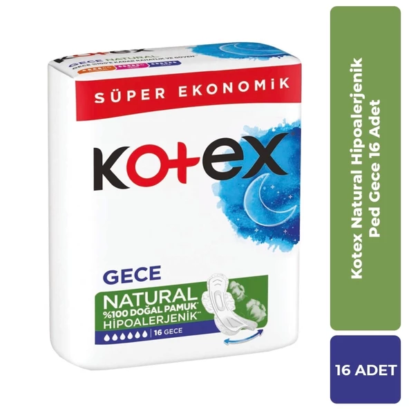 Kotex Natural Hipoalerjenik Hijyenik Ped Gece 16'lı