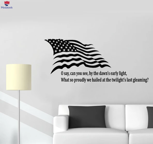 Oturma Odası, Ofis, Dükkan Duvar Sticker Cümle Alıntı Amerikan ABD Bayrağı Sembol Amerika Birleşik Devletleri Çıkartmaları