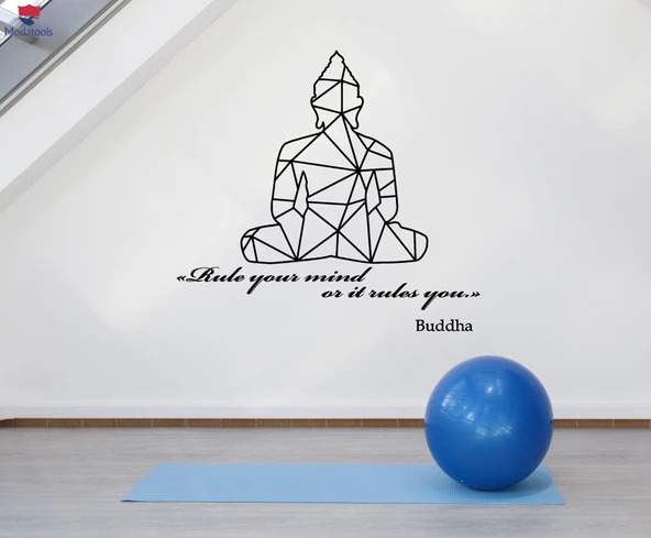 Oturma Odası, Ofis, Dükkan Duvar Sticker Poligon Buda Budist Alıntı Yoga Stüdyosu Çıkartmaları