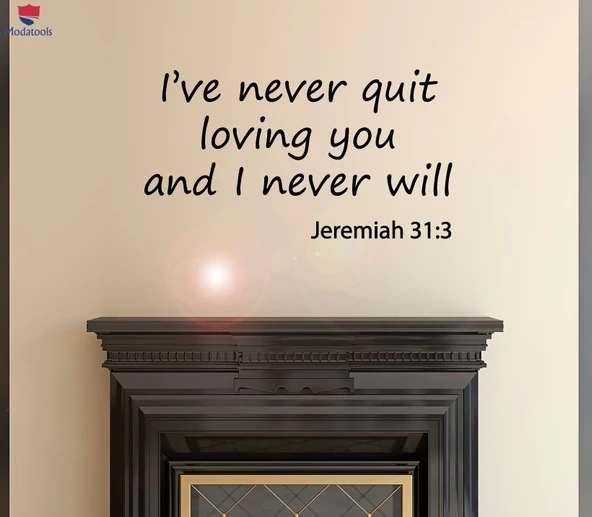 Oturma Odası, Ofis, Dükkan Duvar Sticker Cümle Alıntı Jeremiah Asla Çıkma İncil Din Çıkartmaları 28,5 inç x 15,5 inç ürün görseli 1