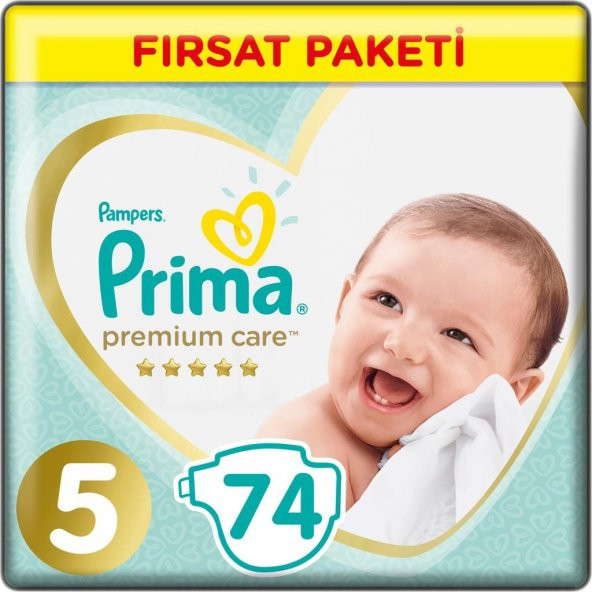 Prima Bebek Bezi Premium Care 5 Beden 74 Adet Junior Fırsat Paket