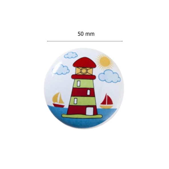 5 Adet Porselen Düğme Kule Çocuk Odası Mobilya Dolap Kulp - 2