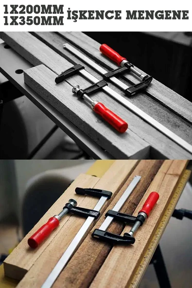 GermanyStyl Ölçüler Premium Kalite 350,200mm F Tipi Ahşap Çelik MobilyaMengene Kıskaç İşkence 2 Set - 7