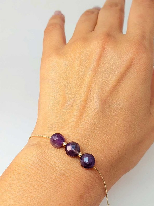 Ametist Taşı Tasarım Bileklik (43650) - Resim 4