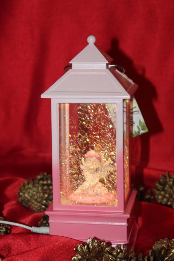 Yılbaşı Noel Kar Küresi Led Işıklı Müzikli Ve Püskürtmeli Melek Kız Pembe - 4