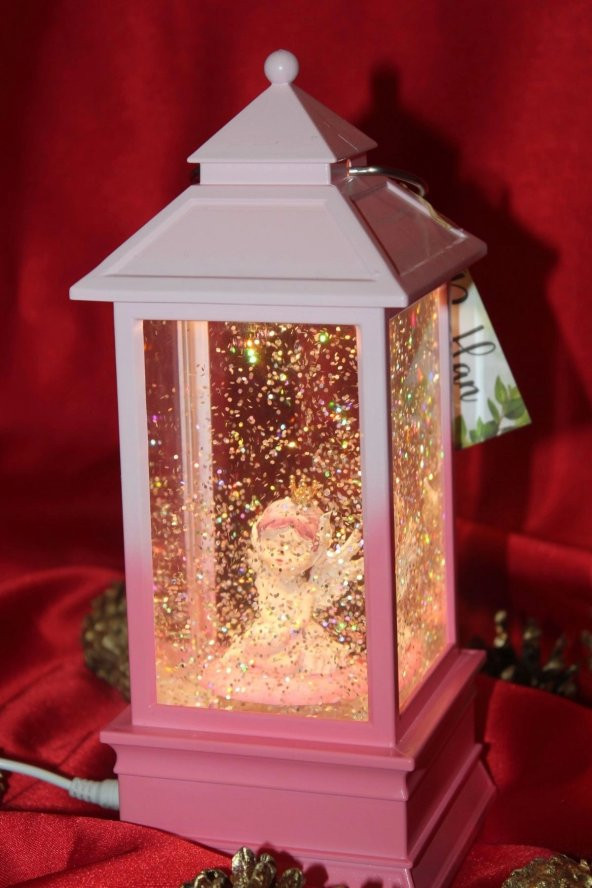 Yılbaşı Noel Kar Küresi Led Işıklı Müzikli Ve Püskürtmeli Melek Kız Pembe - 5