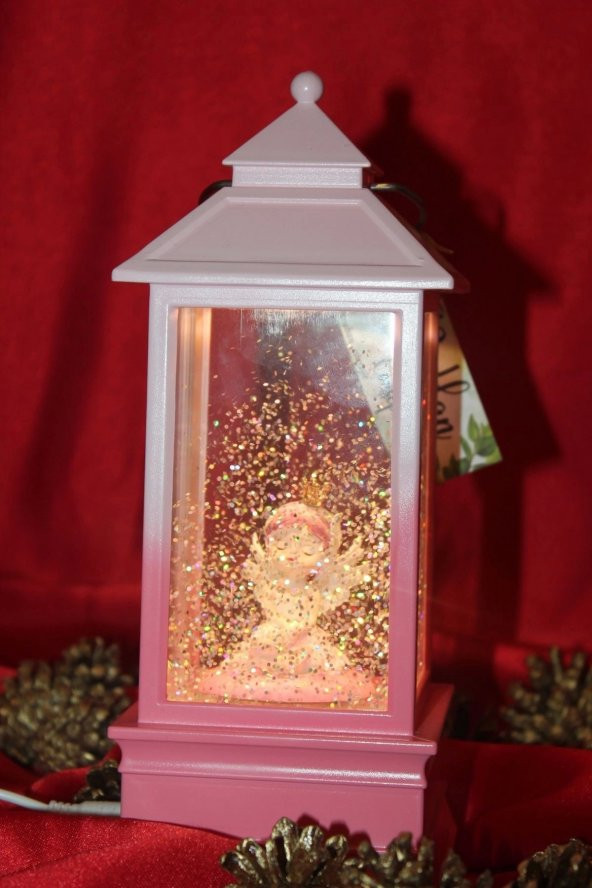 Yılbaşı Noel Kar Küresi Led Işıklı Müzikli Ve Püskürtmeli Melek Kız Pembe - 7