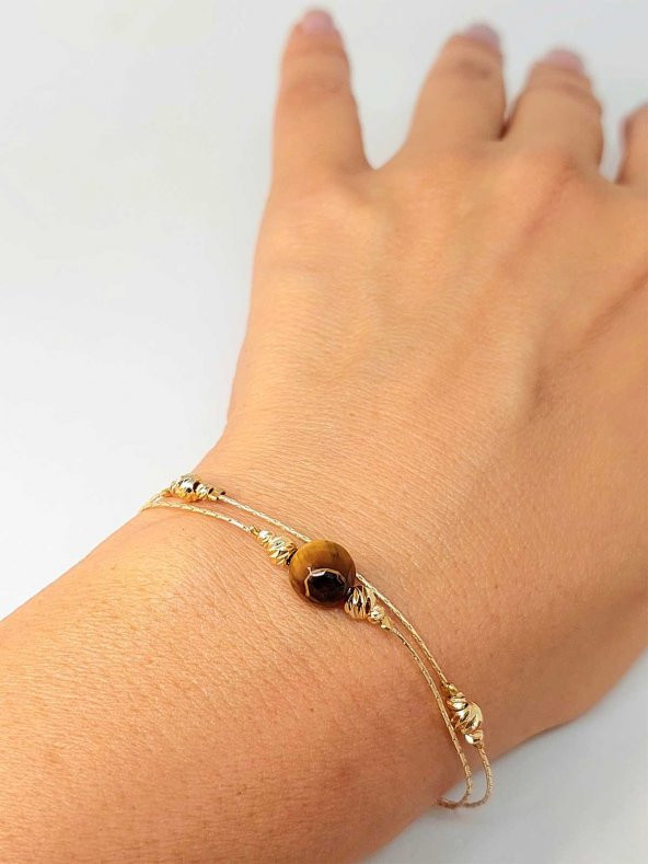 Kaplan Gözü Taşı Tasarım Bileklik (43655) - Resim 4