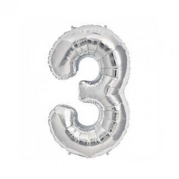 FOLYO BALON RAKAM 3 GÜMÜŞ 32INC 1 ADET