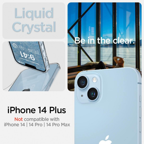 Spigen Apple iPhone 14 Plus Kılıf Liquid Crystal 4 Tarafı Tam Koruma Crystal Clear - ACS04887 - 2