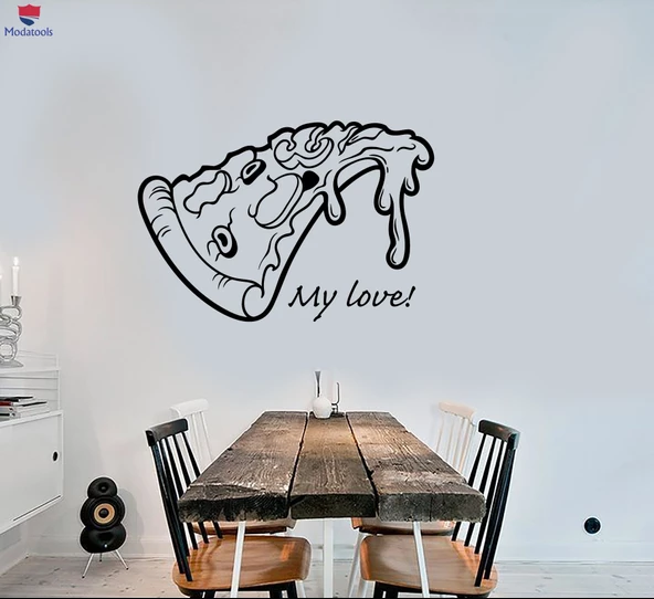 Oturma Odası, Ofis, Dükkan Duvar Sticker Pizza Dilim Komik Mutfak Dekor Alıntı Sözler Çıkartmalar