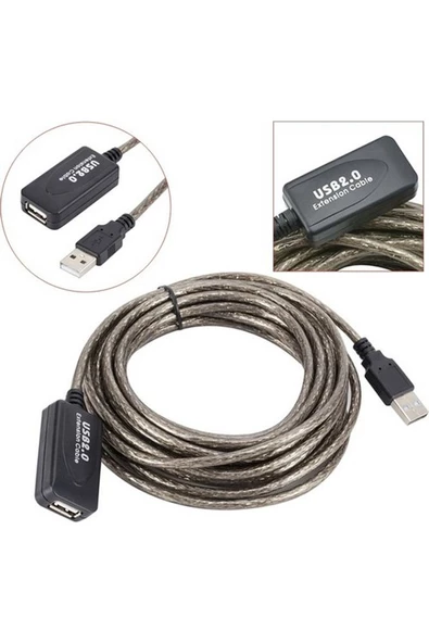 10 Metre Usb2.0 Sinyal Güçlendirici Profesyonel Çipli USB Extension Uzatma Kablosu - 2