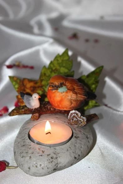 Doğal Taş Serçe Mumluk - 4