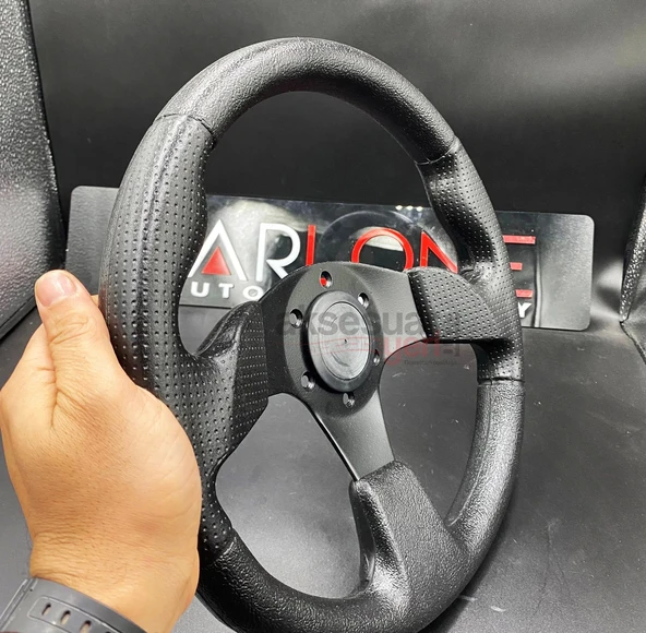 Spor Direksiyon Noktalı Deri 32Cm Momo Tip - Yarış Spor Direksiyonu - 2