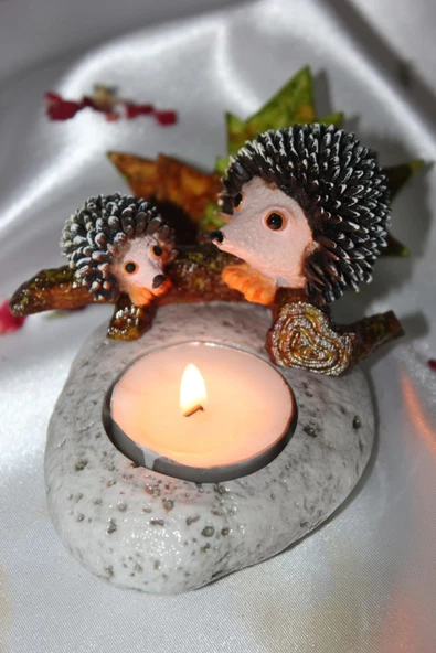 Doğal Taş Kirpi Mumluk - 6