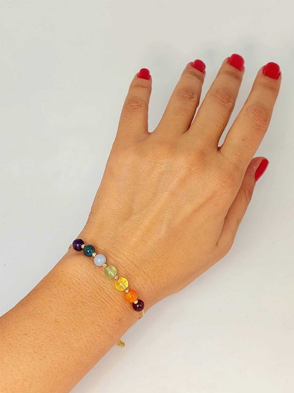 Çakra Taşları Tasarım Bileklik (43690) - Resim 4