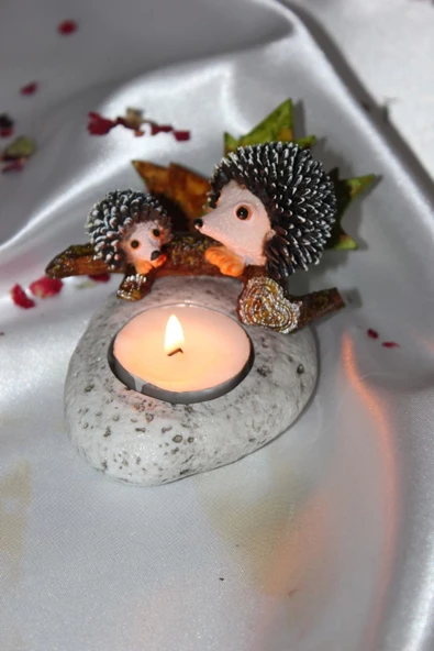 Doğal Taş Kirpi Mumluk - 7