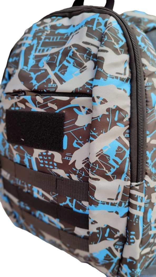 Kamuflaj Desenli Suya Dayanıklı Destekli Sırt Yapılı Laptop Bölmeli Günlük Okul Sırt Çantası KOD-200 - 3