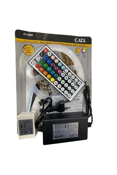 Cata Rgb Şerit LED Seti 5 mt Rgb LED 352 Renk + Trafo + Rgb Kumanda CT-4558