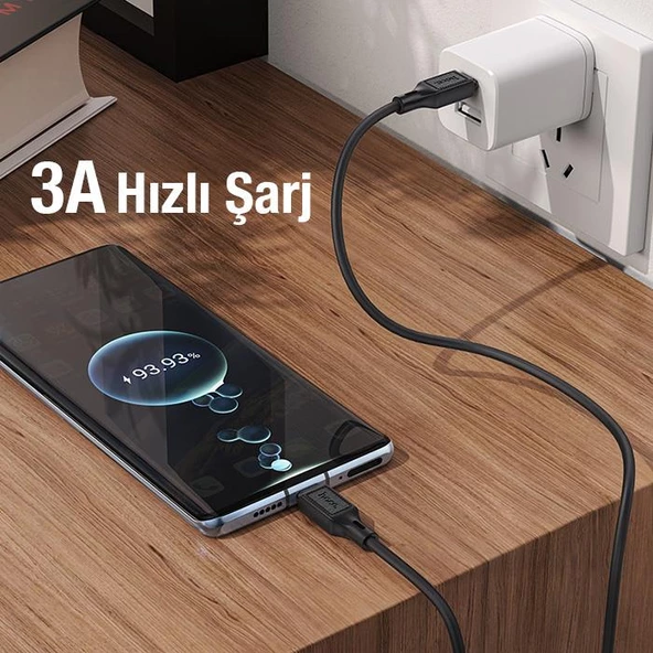 Polham 1 Metre 3A Süper Hızlı USB to Type C Şarj ve Data Kablosu, Xiaomi, Samsung, Huawei İle Uyumlu - 7