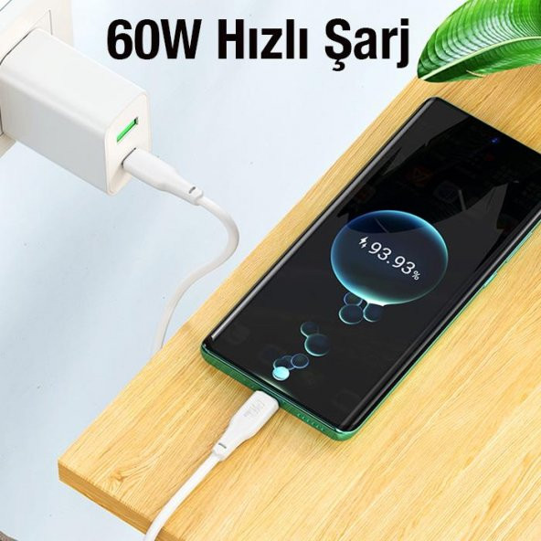 Polham HC Series 2MT 60W Type-C to Type-C Süper Hızlı Şarj ve Data Kablosu, Kopmaz Silikon Kablo, Akım ve Isı Korumalı - 2