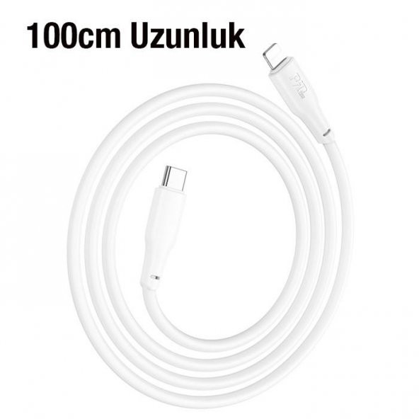 Polham HC Series 1MT 20W Type-C to iPhone Lightning Silikon Süper Hızlı Şarj ve Data Kablosu, Akım ve Isı Korumalı Kopmaz Kablo - 3