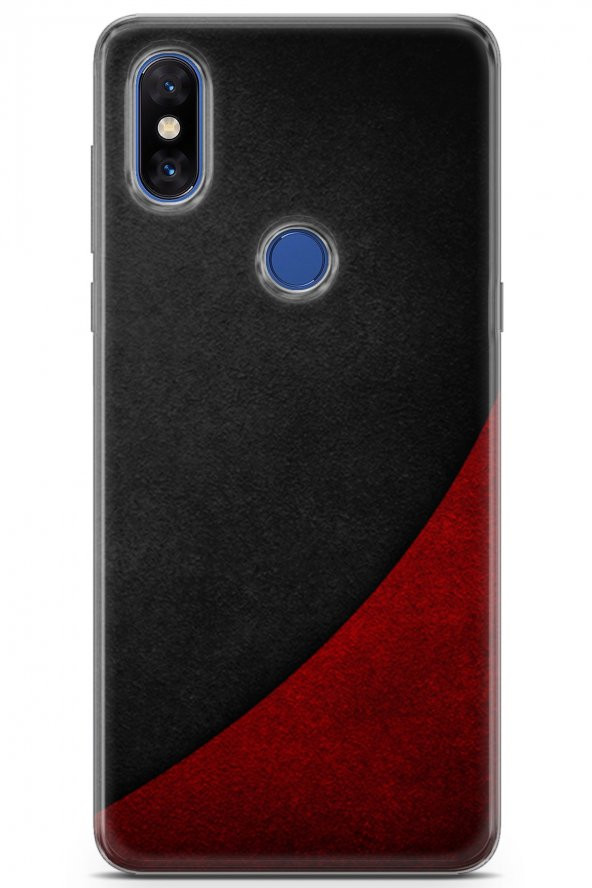 Xiaomi Mi Mix 3 Uyumlu Kılıf Black Red-05 Cover Gri Kırmızı