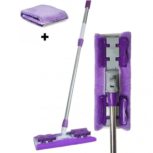 Mor Teleskopik Mandallı Mikrofiber Sihirli Mop Yüzey Temizleyici (duvar,fayans,yer,cam) - 6