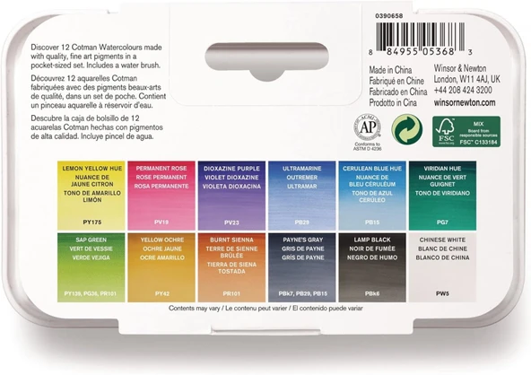 Winsor Newton Cotman 12'li Pocket Brush Sulu Boya Seti - Resim 3