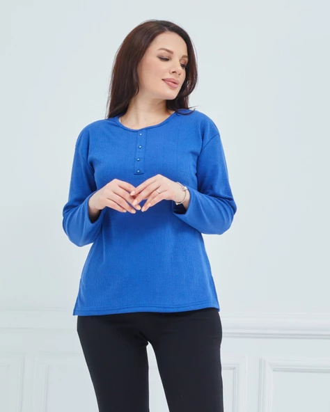 Kadın Kışlık Günlük Anne Penye Bluz - 9