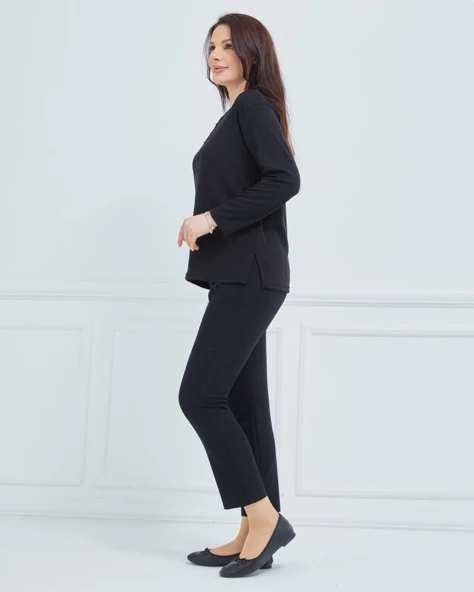 Kadın Kışlık Günlük Anne Penye Bluz - 6