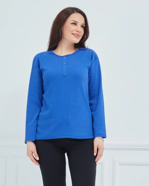 Kadın Kışlık Günlük Anne Penye Bluz - 8