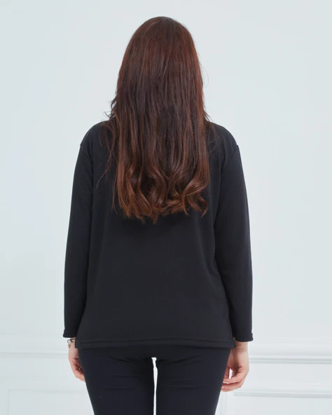 Kadın Kışlık Günlük Anne Penye Bluz - 7