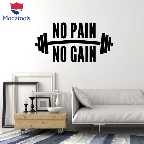 Oturma Odası, Ofis, Dükkan Duvar Sticker Ağrı Yok Kazanç Yok Spor Salonu Alıntı Cümle Fitness Kulübü Dekor Çıkartmaları