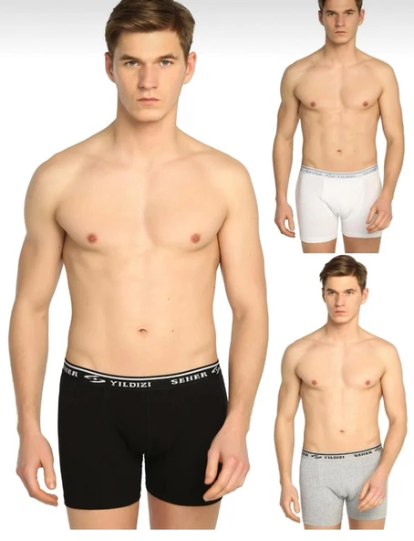 SEHER YILDIZI 0060 ERKEK LİKRALI KARIŞIK RENK BOXER 12 ADET