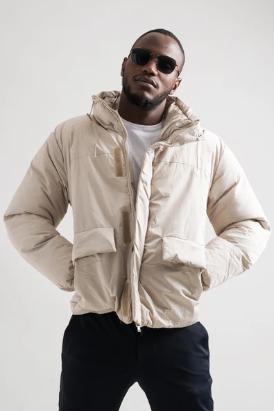 Regular Fit Dik Yaka Fermuar Ve Çırtçırt Kapamalı Kolları Lastikli Torba Cepli Spor Şişme Mont - 4